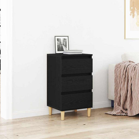 vidaXL Bedside Cabinet Black oak 40 x 35 x 70 cm Engineered wood