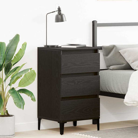 vidaXL Bedside Cabinet Black Oak 40 x 35 x 70 cm Engineered wood