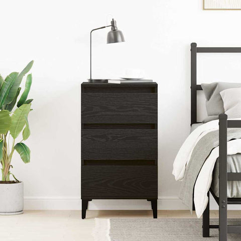 vidaXL Bedside Cabinet Black Oak 40 x 35 x 70 cm Engineered wood