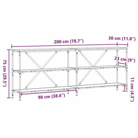 vidaXL Console Table with Shelf Other Old Wood 200 x 30 x 75 cm