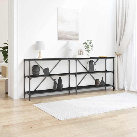 vidaXL Console Table with Shelf Other Black oak 200 x 30 x 75 cm