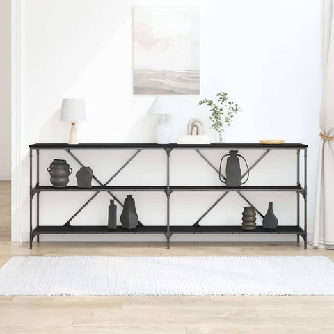 vidaXL Console Table with Shelf Other Black oak 200 x 30 x 75 cm