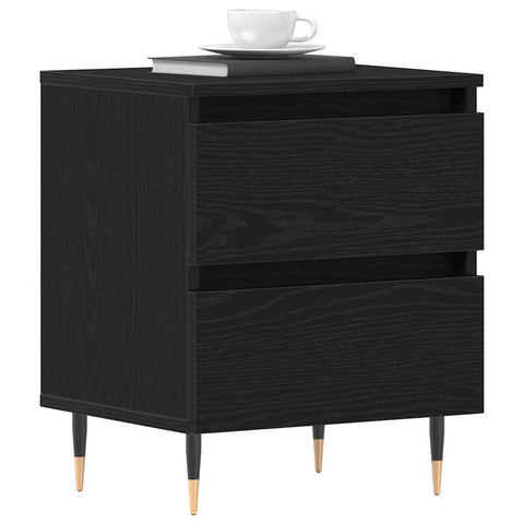 vidaXL Bedside Cabinet Black oak 40 x 35 x 50 cm Engineered wood