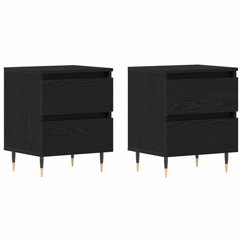 vidaXL Bedside Cabinet 2 pcs Black oak 40 x 35 x 50 cm Engineered wood