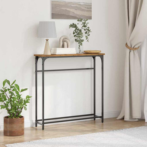 vidaXL Console Table with Shelf Old Wood 75 x 19.5 x 75 cm