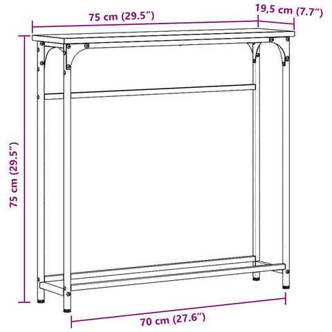 vidaXL Console Table with Shelf Black oak 75 x 19.5 x 75 cm