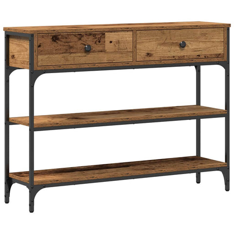 vidaXL Console Table with Drawer with Shelf Old wood 100 x 25 x 75 cm