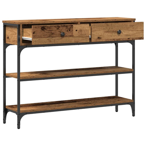 vidaXL Console Table with Drawer with Shelf Old wood 100 x 25 x 75 cm