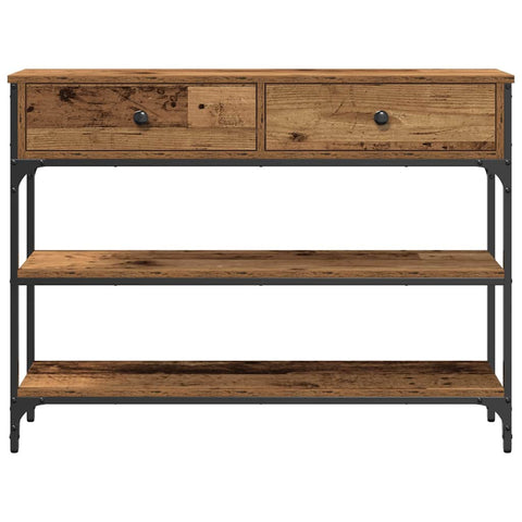 vidaXL Console Table with Drawer with Shelf Old wood 100 x 25 x 75 cm