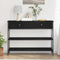 vidaXL Console Table with Drawer with Shelf Black oak 100 x 25 x 75 cm