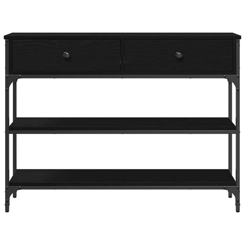vidaXL Console Table with Drawer with Shelf Black oak 100 x 25 x 75 cm