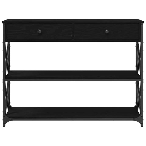 vidaXL Console Table with Drawer with Shelf Black oak 100 x 28 x 75 cm