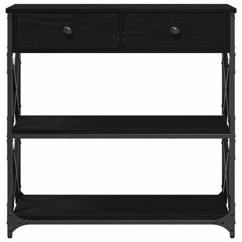 vidaXL Console Table with Drawer with Shelf Black oak 75 x 28 x 75 cm