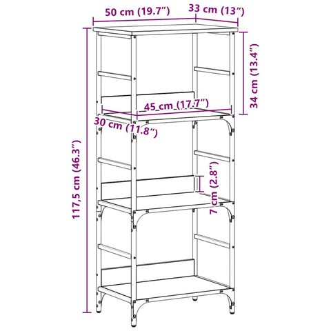 vidaXL Bookshelf Black oak 50x33x117.5cm EngineeredWood