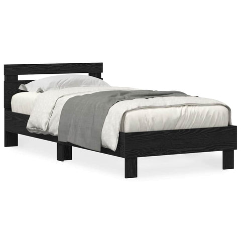 vidaXL Bed Frame with Headboard Black oak 100 x 200 cm Engineered wood