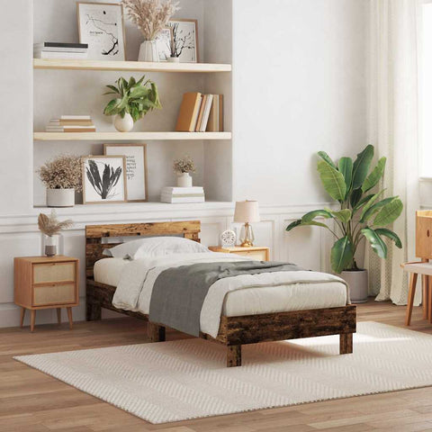 vidaXL Bed Frame Old wood 90 x 200 cm Engineered wood