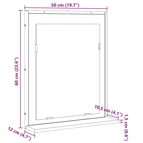 vidaXL Bathroom Mirror Black 50 x 12 x 60 cm Engineered wood