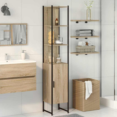 vidaXL Bathroom Cabinet Beige 33 x 33 x 185.5 cm Engineered wood