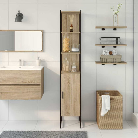 vidaXL Bathroom Cabinet Beige 33 x 33 x 185.5 cm Engineered wood