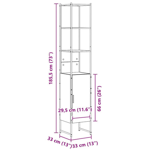 vidaXL Bathroom Cabinet Beige 33 x 33 x 185.5 cm Engineered wood