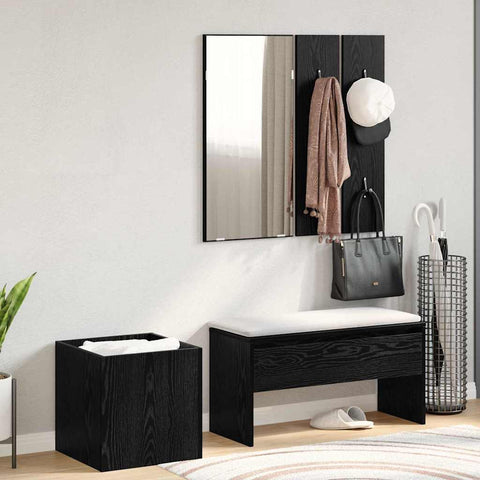 vidaXL Hallway Furniture Set with Storage 5 pcs Black oak andSilver