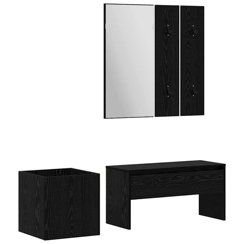 vidaXL Hallway Furniture Set with Storage 5 pcs Black oak andSilver