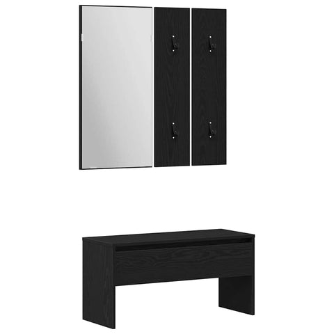 vidaXL Hallway Furniture Set with Storage 5 pcs Black oak andSilver