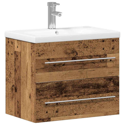 vidaXL Sink Cabinet with Basin 2 pcs Old wood 60 x 38.5 x 48 cm