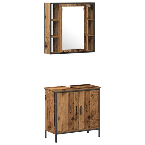 vidaXL Bathroom Furniture Set with Shelf 2 pcs Brown 60 x 30 x 60 cm
