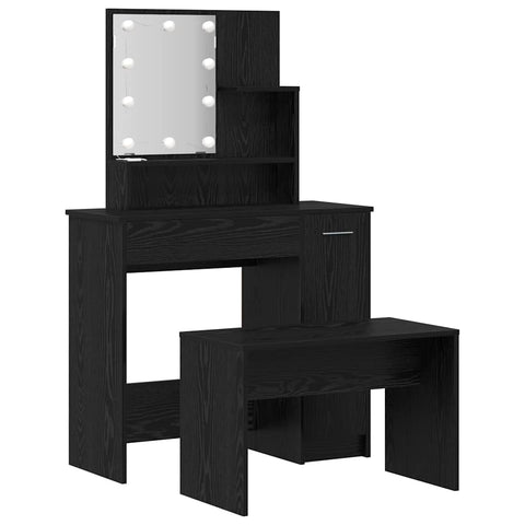 vidaXL Dressing Table Set Black oak 86.5 x 35 x 136 cm Engineered wood