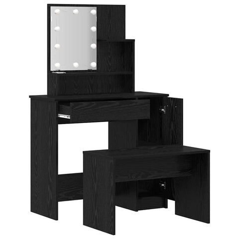 vidaXL Dressing Table Set Black oak 86.5 x 35 x 136 cm Engineered wood
