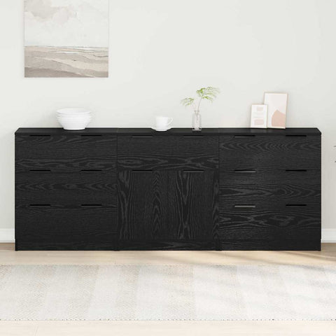 vidaXL Sideboard 3 pcs Black oak 60 x 30 x 70 cm Engineered wood