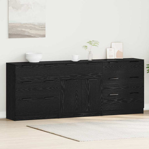 vidaXL Sideboard 3 pcs Black oak 60 x 30 x 70 cm Engineered wood