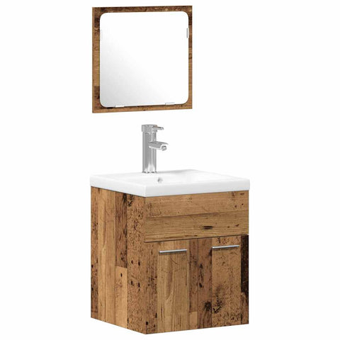 vidaXL Bathroom Furniture Set 3 pcs Old Wood 41 x 38.5 x 46 cm