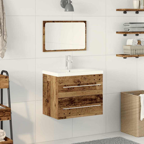 vidaXL Sink Cabinet with Basin 2 pcs Old Wood 60 x 38.5 x 48 cm