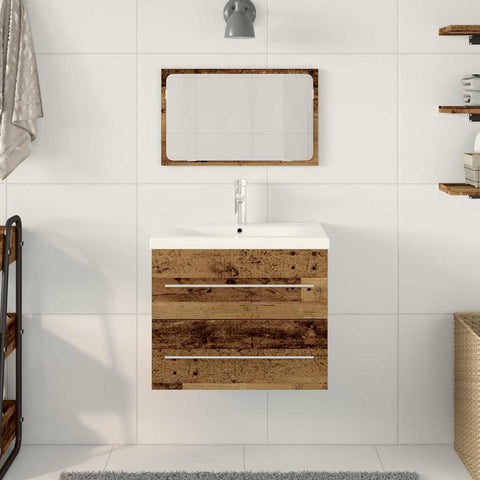 vidaXL Sink Cabinet with Basin 2 pcs Old Wood 60 x 38.5 x 48 cm