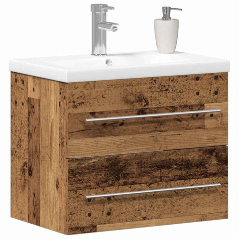 vidaXL Sink Cabinet with Basin 2 pcs Old Wood 60 x 38.5 x 48 cm