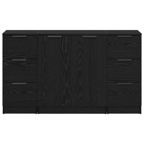 vidaXL Sideboard 3 pcs Black oak 121 x 30 x 70 cm Engineered wood