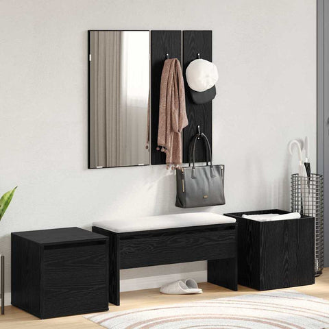 vidaXL Hallway Furniture Set 4 pcs Black oak 80 x 31 x 40 cm