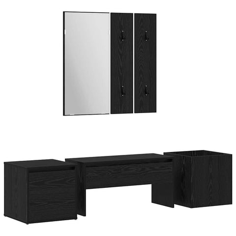 vidaXL Hallway Furniture Set 4 pcs Black oak 80 x 31 x 40 cm