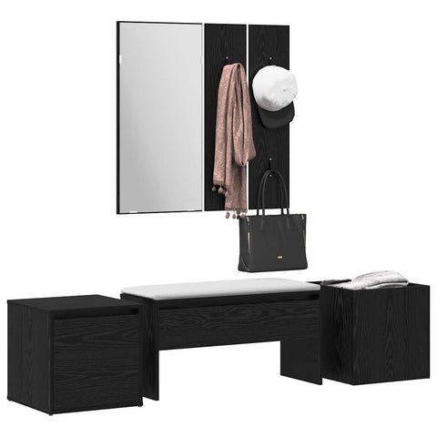 vidaXL Hallway Furniture Set 4 pcs Black oak 80 x 31 x 40 cm