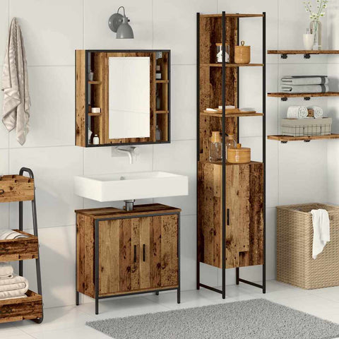 vidaXL Bathroom Vanity Units with Shelf 3 pcs Brown 33 x 33 x 185.5 cm