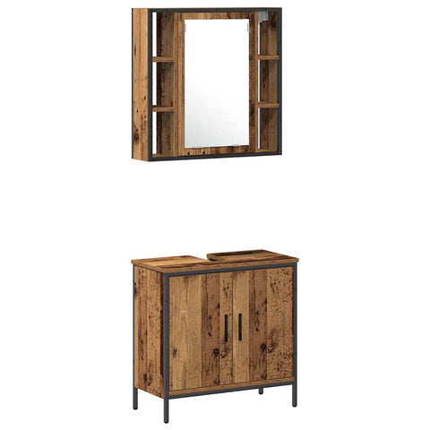 vidaXL Bathroom Vanity Units with Shelf 3 pcs Brown 33 x 33 x 185.5 cm