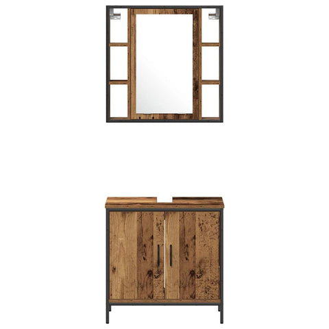 vidaXL Bathroom Vanity Units with Shelf 3 pcs Brown 33 x 33 x 185.5 cm