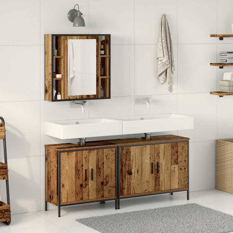 vidaXL Bathroom Furniture Set with Shelf 3 pcs Brown 60 x 16 x 60 cm