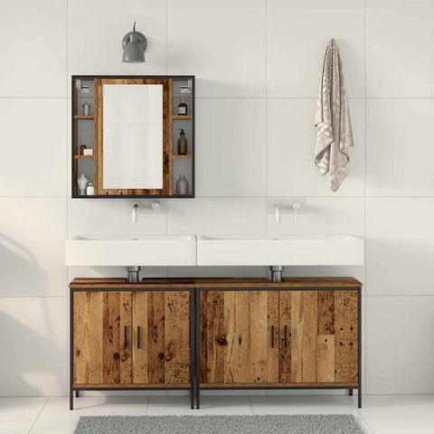 vidaXL Bathroom Furniture Set with Shelf 3 pcs Brown 60 x 16 x 60 cm