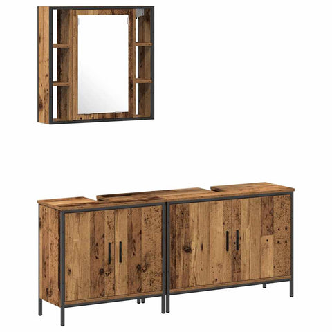 vidaXL Bathroom Furniture Set with Shelf 3 pcs Brown 60 x 16 x 60 cm