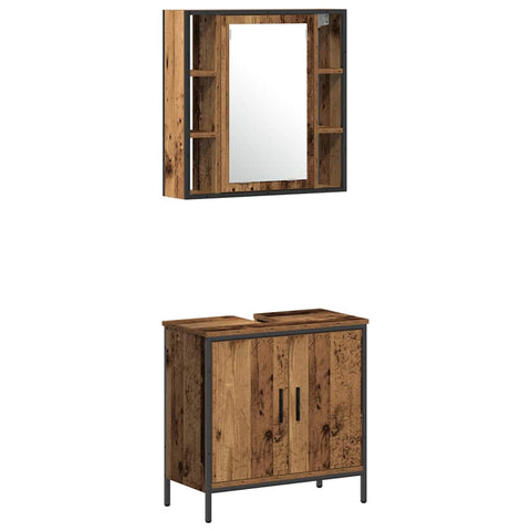 vidaXL Bathroom Furniture Set with Shelf 3 pcs Brown 60 x 16 x 60 cm