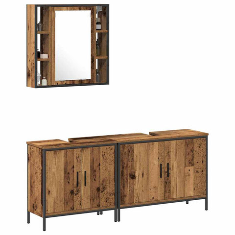 vidaXL Bathroom Furniture Set with Shelf 3 pcs Brown 60 x 16 x 60 cm