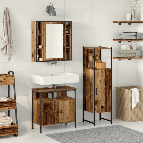 vidaXL Bathroom Furniture Set with Shelf 3 pcs Brown 60 x 30 x 60 cm